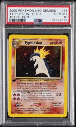 2000 POKEMON NEO GENESIS 1ST ED #18 TYPHLOSION-HOLO PSA 10 - Image 1