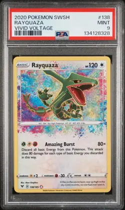 2020 POKEMON SWORD & SHIELD VIVID VOLTAGE #138 RAYQUAZA PSA 9 - Image 1