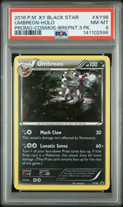 2016 POKEMON XY BLACK STAR PROMO COSMOS-BREAKPOINT 3 PACK UMBREON-HOLO PSA 8 - Image 1