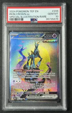 IRON CROWN EX PSA 10 2024 POKEMON TEMPORAL FORCES TEF EN #206/162 SIR GEM 876 - Image 1