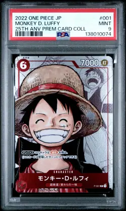 2022 ONE PIECE JPN 25TH ANV PREM CARD COLL #001 MONKEY D. LUFFY PSA 9 - Image 1