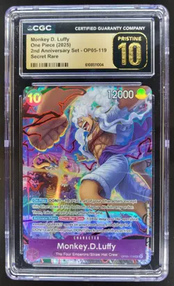 2025 ONE PIECE CCG MONKEY D. LUFFY SECRET RARE OP05-119 CGC 10 PRISTINE D PT - Image 1