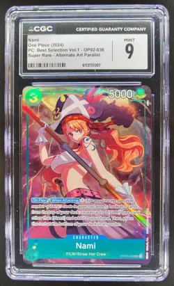 2024 ONE PIECE CCG NAMI SUPER RARE ALT ART OP02-036 CGC 9 A PT - Image 1