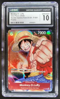 2024 ONE PIECE CCG MONKEY D. LUFFY BANDAI GAMES FEST P-001 CGC 10 C PT - Image 1