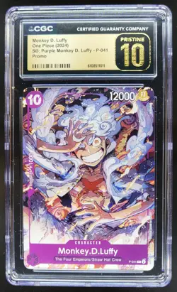 2024 ONE PIECE CCG MONKEY D. LUFFY PURPLE PROMO P-041 CGC 10 PRISTINE D PT - Image 1