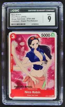 2022 ONE PIECE CCG NICO ROBIN SUPER PRE-RELEASE ST01-008 CGC 9 A PT - Image 1