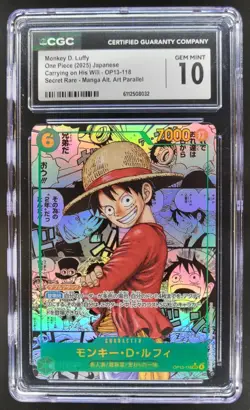 2025 ONE PIECE CCG JPN MONKEY D. LUFFY SECRET RARE MANGA ALT ART CGC 10 C PT - Image 1