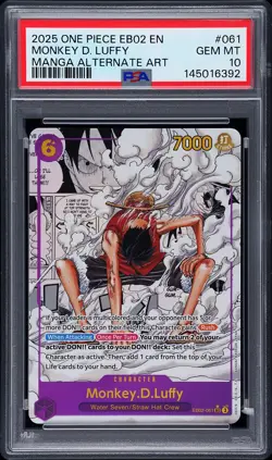 2025 ONE PIECE MANGA ALT ART EB02-061 ANIME 25TH COLL MONKEY D. LUFFY PSA 10 - Image 1
