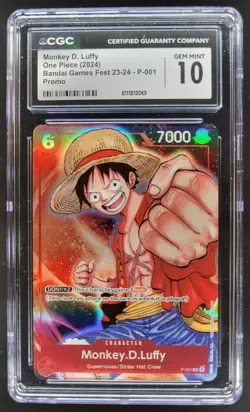 2024 ONE PIECE CCG MONKEY D. LUFFY PROMO P-001 CGC 10 D PT - Image 1