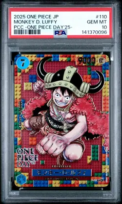 2025 ONE PIECE JPN PREM CARD COLL -ONE PIECE DAY'25- #110 MONKEY D. LUFFY PSA 10 - Image 1