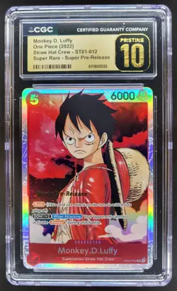2022 ONE PIECE CCG MONKEY D. LUFFY SUPER RARE PRE-RELEASE CGC 10 PRISTINE PT - Image 1