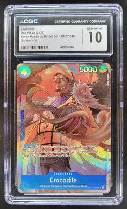 2025 ONE PIECE CCG CROCODILE SEVEN WARLORDS OP07-040 CGC 10 B PT - Image 1