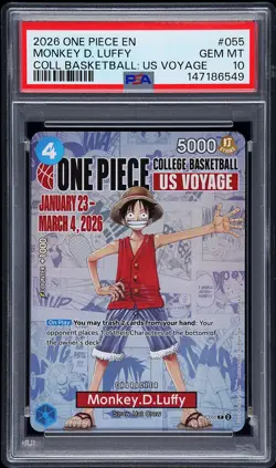 2026 ONE PIECE PROMOS ONE PIECE COLLEGE BK: US VOYAGE MONKEY D. LUFFY PSA 10 - Image 1