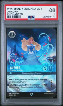 2023 DISNEY LORCANA EN 1-THE FIRST CHAPTER ENCHANTED #213 AURORA PSA 9 - Image 1