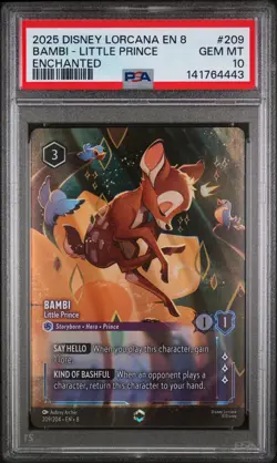 2025 DISNEY LORCANA EN 8-REIGN OF JAFAR ENCHANTED BAMBI - LITTLE PRINCE PSA 10 - Image 1