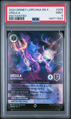 2024 DISNEY LORCANA EN 4-URSULA'S RETURN ENCHANTED #208 URSULA PSA 9 - Image 1