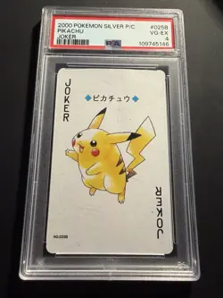 Pokemon 2000 Pikachu Joker 025B Silver Playing Card Japanese VG-EX PSA 4 - Image 1