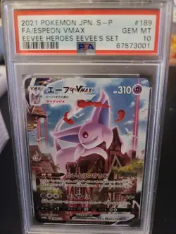 PSA 10 Espeon VMAX 189/S-P Pokemon Card Japanese Eevee Heroes Promo Full Art - Image 1