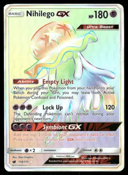 Pokemon Cards Nihilego GX 114/111 Crimson Invasion Rare Rainbow NM - Image 1