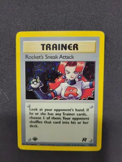 1995 Pokemon 1st Ed Rockets Sneak Attack Trainer Holo Card 16/82 LP+ - Image 2