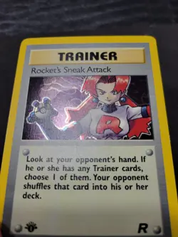 1995 Pokemon 1st Ed Rockets Sneak Attack Trainer Holo Card 16/82 LP+ - Image 5