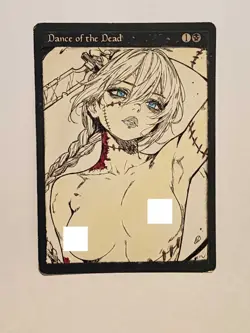 Hand Painted Altered Art Mtg land card Anime girl Dance of the Dead commander - Image 1