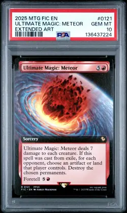 2025 MTG FINAL FANTASY COMMANDER EXTENDED ART ULTIMATE MAGIC: METEOR PSA 10 - Image 1