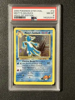 2000 Pokemon Misty’s Golduck 1st Edition Holo PSA 8 #12 Gym Challenge - Image 1