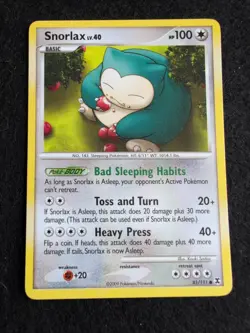 Snorlax 81/111 2009 Rising Rivals Pokemon Card TCG Nintendo Non Holo Common - Lp - Image 1