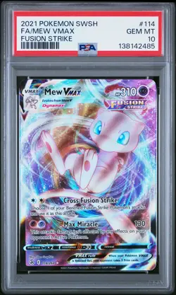2021 POKEMON SWORD & SHIELD FUSION STRIKE #114 FULL ART/MEW VMAX PSA 10 - Image 1