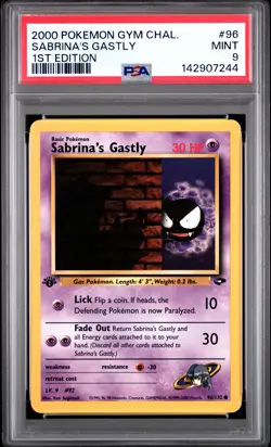 2000 POKEMON GYM CHALLENGE 1ST ED #96 SABRINA'S GASTLY PSA 9 - Image 1