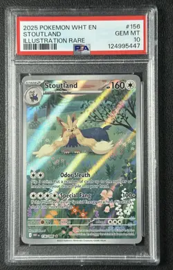 STOUTLAND PSA 10 2025 POKEMON WHITE FLARE WHT EN #156/086 ILLUSTRATION RARE 447 - Image 1