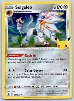 Solgaleo 021/025 (LP-NM) - Celebrations - Holo Rare - Pokemon TCG - Image 1
