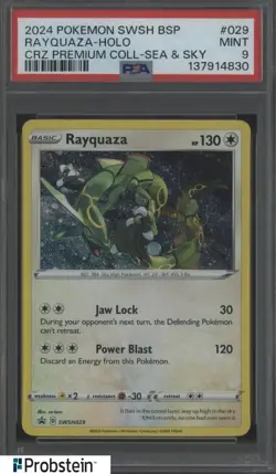 2024 Pokemon SWSH BSP CRZ Premium Coll Sea & Sky #029 Rayquaza - Holo PSA 9 - Image 1