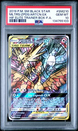2019 POKEMON SM HIDDEN FATES ETB FULL ART/MOLTRES & ZAPDOS & ARTICUNO GX PSA 10 - Image 1
