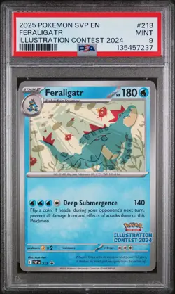 2025 POKEMON SVP EN-SV ILLUSTRATION CONTEST PROMO #213 FERALIGATR PSA 9 - Image 1