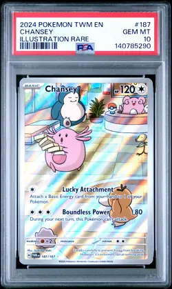 2024 POKEMON TWM EN-TWILIGHT MASQUERADE ILLUSTRATION RARE #187 CHANSEY PSA 10 - Image 1