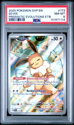 2025 POKEMON SVP PRISMATIC EVOLUTIONS ETB PROMO #173 EEVEE PSA 8 - Image 1