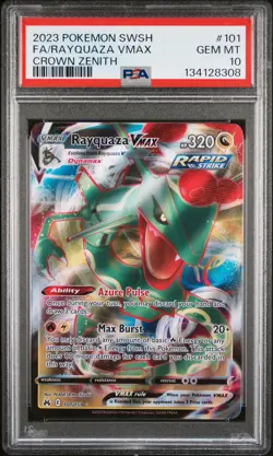 2023 POKEMON SWORD & SHIELD CROWN ZENITH #101 FULL ART/RAYQUAZA VMAX PSA 10 - Image 1
