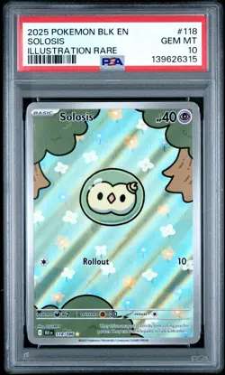 2025 POKEMON BLK EN-BLACK BOLT ILLUSTRATION RARE #118 SOLOSIS PSA 10 - Image 1