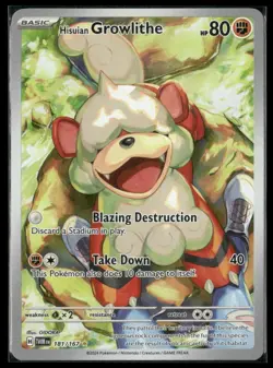 2024 Pokemon Hisuian Growlithe Twilight Masquerade Illustration Rare #181 - Image 1
