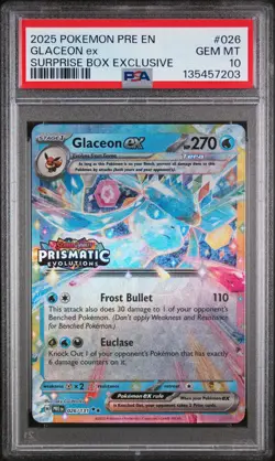 2025 POKEMON PRE SURPRISE BOX EXCLUSIVE #026 GLACEON EX PSA 10 - Image 1