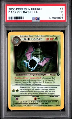 2000 POKEMON ROCKET #7 DARK GOLBAT-HOLO PSA 1 - Image 1