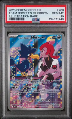 134871748 Team Rocket's Murkrow 2025 Pokemon Destined Rivals #200 PSA 10 - Image 1