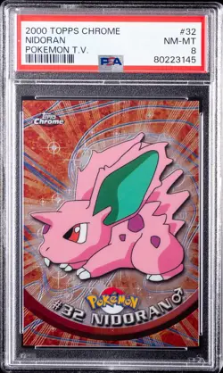 2000 TOPPS CHROME POKEMON T.V. #32 NIDORAN PSA 8 - Image 1