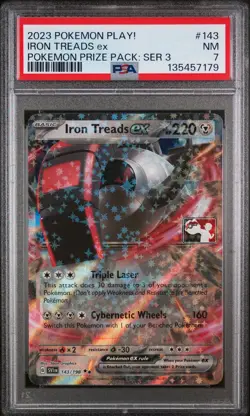 2023 POKEMON PLAY! POKEMON PRIZE PACK: SERIES 3 #143 IRON TREADS EX PSA 7 - Image 1