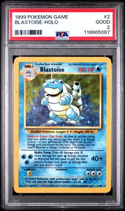 1999 POKEMON GAME #2 BLASTOISE-HOLO PSA 2 - Image 1
