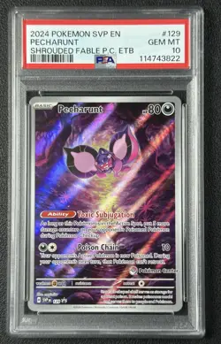 PECHARUNT PSA 10 2024 POKEMON SVP EN BLACK STAR PROMOS 129 SHROUDED FABLE PC ETB - Image 1