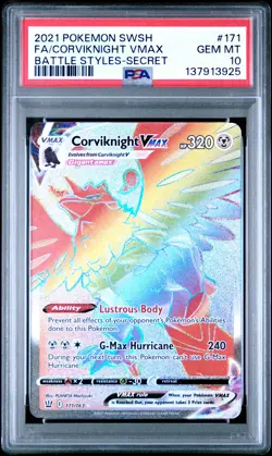 2021 POKEMON SWORD & SHIELD BATTLE STYLES #171 FULL ART/CORVIKNIGHT VMAX PSA 10 - Image 1