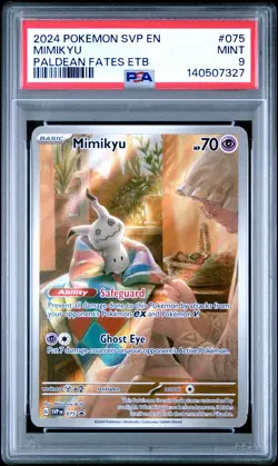 2024 POKEMON SVP EN-SV PALDEAN FATES ETB PROMO #075 MIMIKYU PSA 9 - Image 1